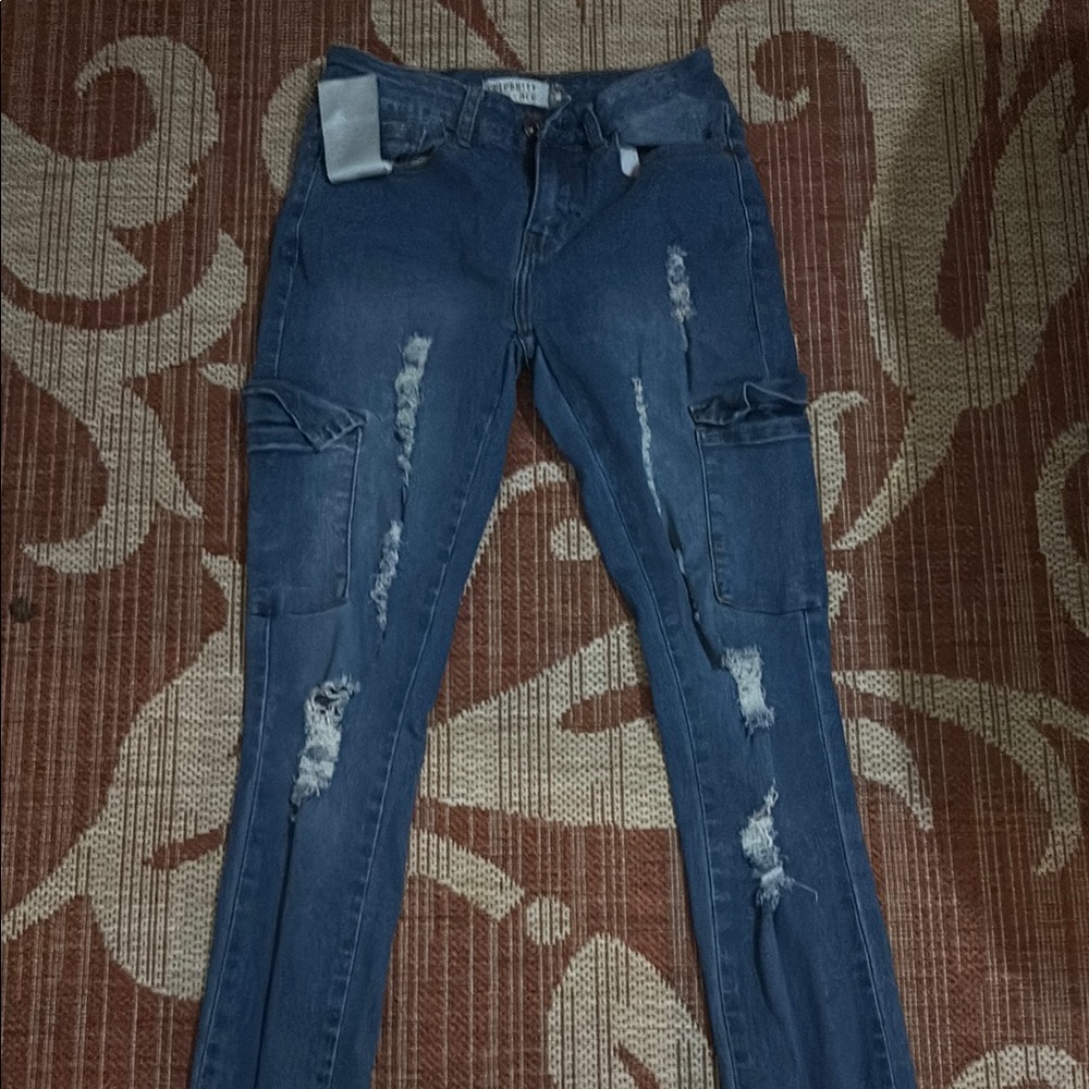 Women's Blue Distressed Jeans
